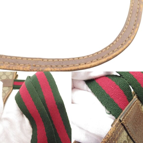 185242BR (L3) Gucci Tote Bag Sherry Line Brown PVC - Picture 7 of 14